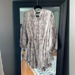 Pink Lily Long Sleeve Snake Print Dress